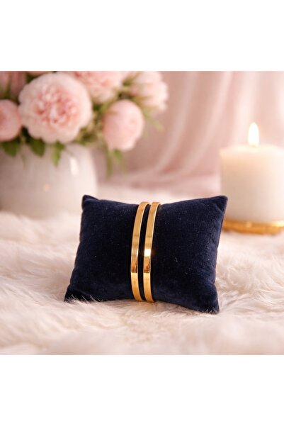 Alissa Accessories ALİSSA VİP ÇELİK 316 L 2'Lİ 6 CM AJDA BİLEZİK KALIN GOLD