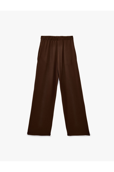 Koton Viscose Comfortable Fit Wide Leg Sweatpants with Elastic Waist and Pockets