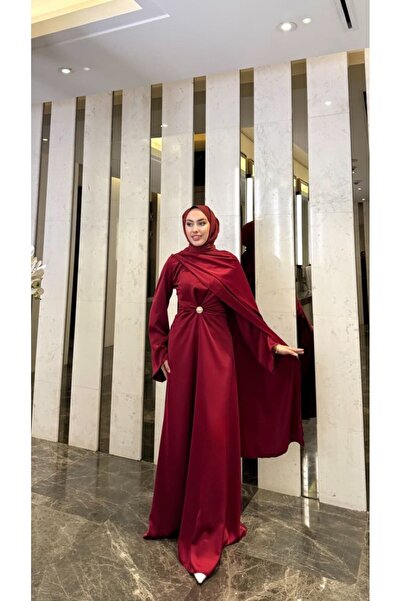 moda zeynaa Pelerinli Saten Abiye