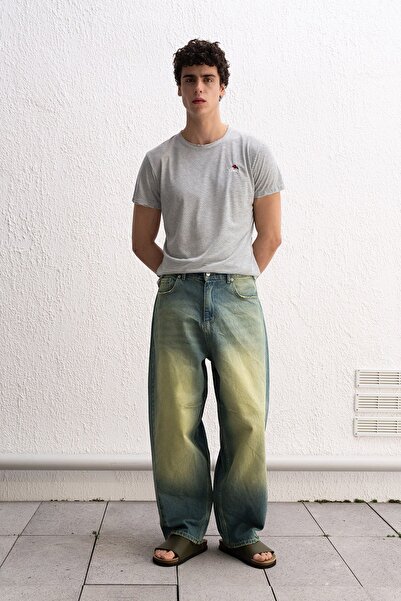 Hiccup GIESTO Men's wide-leg Denim pants with Pocketed