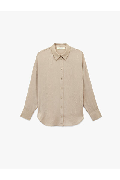 Koton Comfortable Fit Buttoned Long Sleeve Classic Collar Satin Shirt