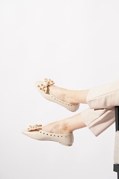 Moda Pie Sanris Trok Fiyoklu Women's Ballerina Beige Skin