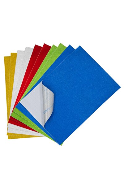 Colorarte Hartie autocolanta A4 - cu sclipici, 150g/mp, 5 culori, set 10 coli,