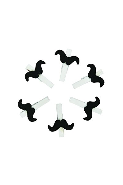 Colorarte Creative accessories wood white mustache hook, 4.5cm, set of 6 pieces,