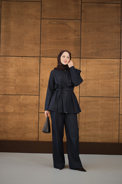 LOCCO Жіночий комплект з підтягнутими плечима, застібкою-блискавкою та поясом...