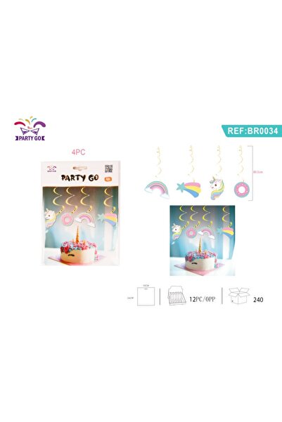 MC Micostore Partigo birthday party, unicorn print, br0034, set of 4 pieces