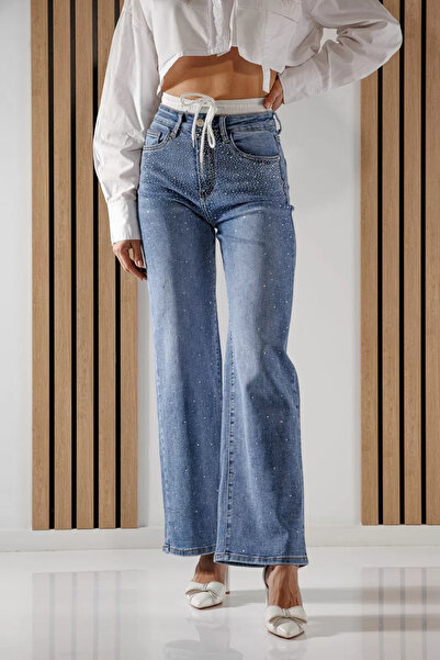 Zaira Women's Wide Leg Fit Jeans Adalia Blue #A1363 - 30