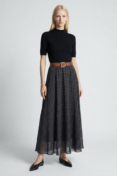 Rays 8458a belted chiffon skirt black