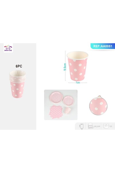 MC Micostore PartyGo cardboard party cup, 260 ml, cardboard, white polka dots...