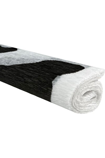 Colorarte Hartie creponata D65, 50x200cm, alb cu negru, model vacuta, set 10 ...