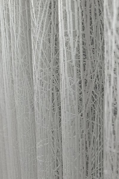 ilora home Premium Ecru Broken Glass Design Tulle Curtain with 1/3 Fold Pleats