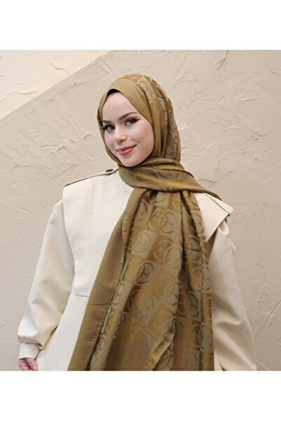 efdal şal eşarp Monogram Pattern Naia Cotton Shawl