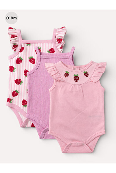 Victor and Jane Baby Girls’ Bodysuit Multipack (3 Pack) – Frill Strap Sleevel...