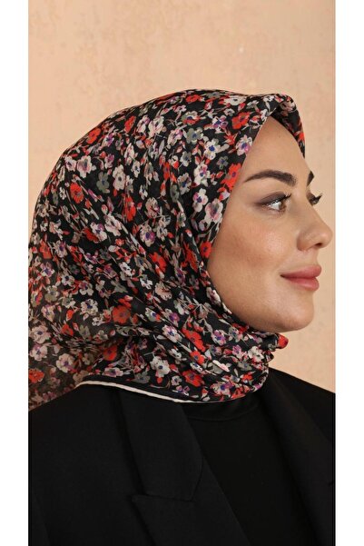 locella Soft Pamuk Eşarp Siyah Kırmızı