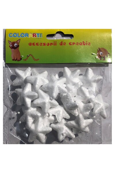 Colorarte Δημιουργικά αξεσουάρ - πολυστυρένιο - αστέρι, λευκό, 3cm, σετ 16 τε...