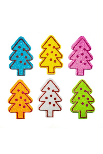 Colorarte Accesorii creatie - Brad Craciun, sticker gumat cu sclipici, set 6 ...