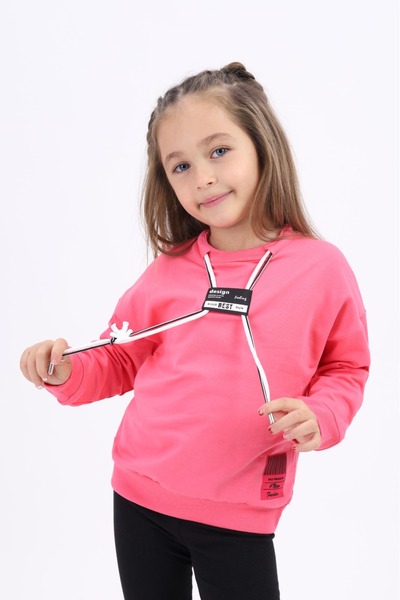 Toontoy Girl's Relax Fit Crew Neck Drop Shoulder Printed Sweatshirt - Lace De...
