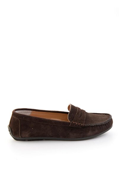 Bambi Kahve Hakiki Deri Kadın Loafer Ayakkabı K01045035702