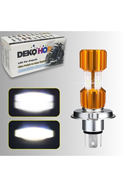 DEKOHOP H4 Led Far ampul 12-24V 6000K Beyaz Yüksek Performanslı Motosiklet Ar...