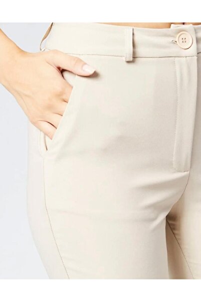 modahira Moda Hira Kadın Bej Normal Bel Dar Paça Kumaş Pantolon
