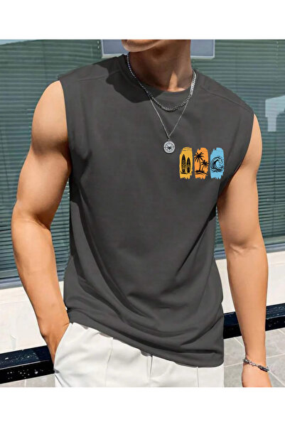 SUNFREE Surfing Printed Men's Zero Sleeve Clothing Sportswear Oversize T-Shirt