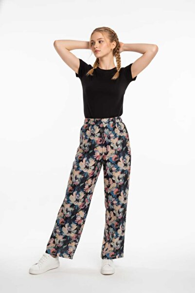 BRANDLAND Γυναικείο παντελόνι με φαρδιά μπατζάκια, ελαστική μέση, ειδικής κατ...