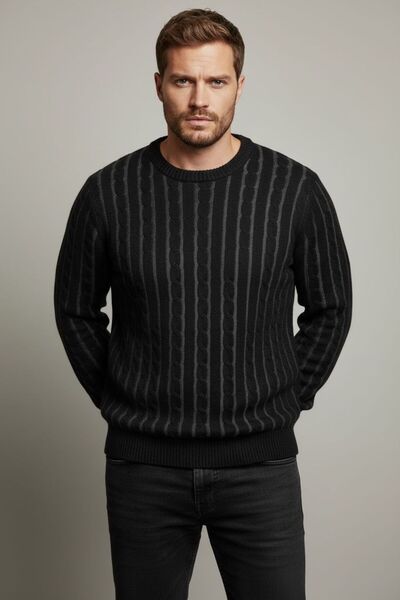 Sarar İnterview 0 Collar Hair Braid Patterned Wool Black-Anthracite Knitwear ...