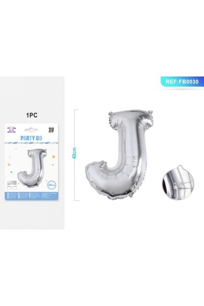 MC Micostore Balon din folie PartyGo litera J, 40cm, argintiu, 405201 / FB0030