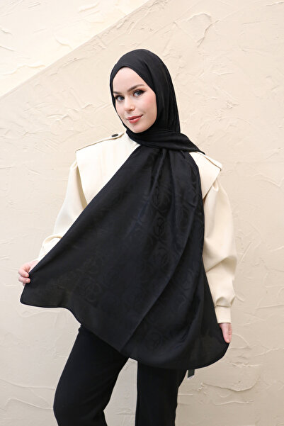 efdal şal eşarp Monogram Pattern Naia Cotton Shawl