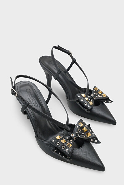 Capone Outfitters Pantofi de damă Nancie cu toc mediu, cu fundă cu ținte meta...