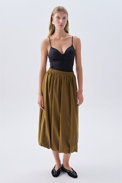 Mudo Elastic Waist Balloon Midi Skirt