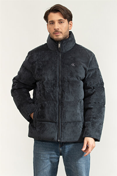 Calvin Klein Ls Corduroy Mid Wt Erkek Şişme Mont Mavi