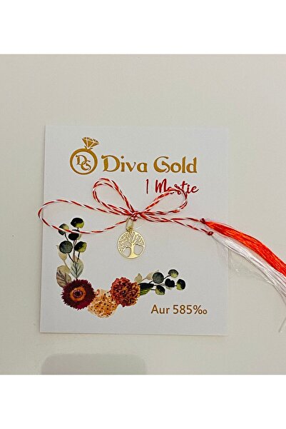 Diva Gold Pandantiv de aur Mărțișor Pomul Vieții