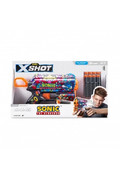 X-Shot Toy Pistol X&minus;Shot Skins Flux, Sonic, Robotnik, 8 car...