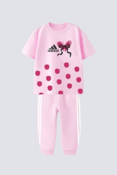 Karaniko Kids Girl's Printed Pink Top and Bottom Set