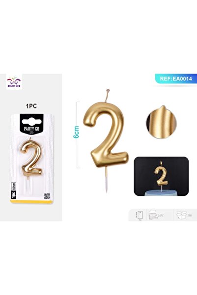 MC Micostore Birthday candles for partygo figure 2, 6cm, gold, ea0014