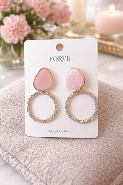 TChic Pink Stone Round Stone Earrings