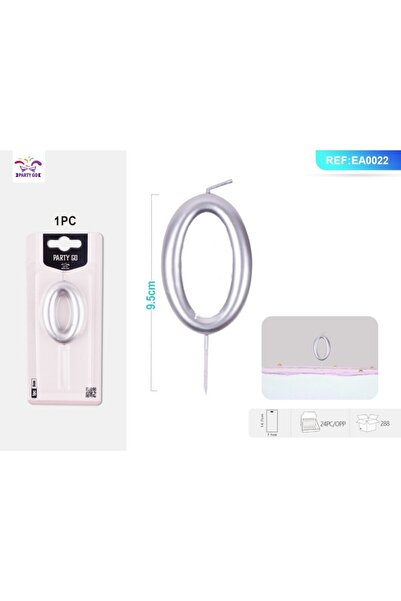 MC Micostore Birthday candles for cake PartyGo number 0, 11cm, silver, EA0022