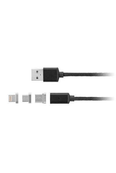 OEM Cablu USB magnetic micro USB / Lightning 1m negru Kruger&Matz