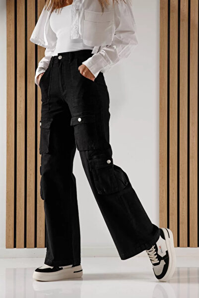 Zaira Miki Women's Cargo Jeans Black #A643 - L