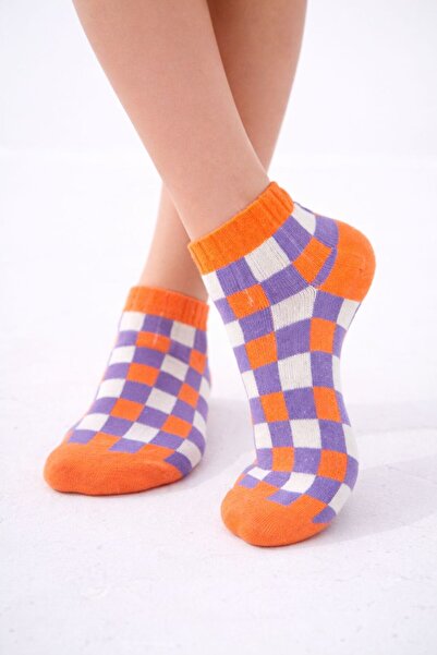 The huez 3 Pairs of Checkered Cotton Women's Socks, Lycra Soft Combed Cotton ...
