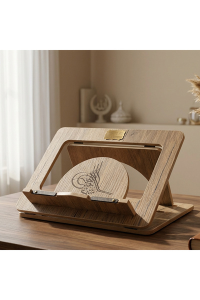 Furkan.H.P İsme Özel Kitap Okuma Standı Ahşap Sayfa Tutucu Aparatlı Katlanabi...