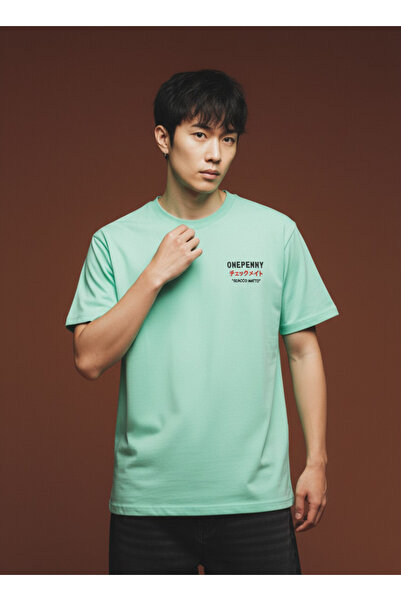 One Penny Intials Heavy Weigh Front Embroidery Printed T-Shirt