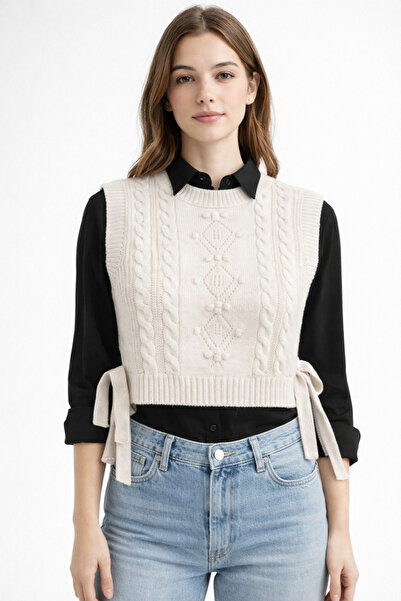 ModaPlaza Women's Patterned Drawstring Sweater 4050