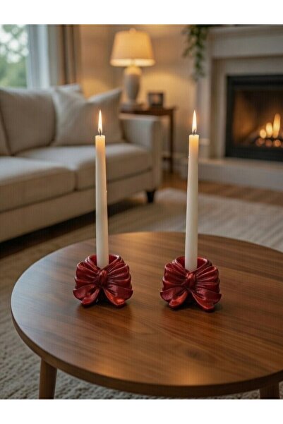 MANİFEST CANDLE Fiyonklu Dekoratif 2”li Şamdan Seti (Mum Dahil Değildir) – Ma...