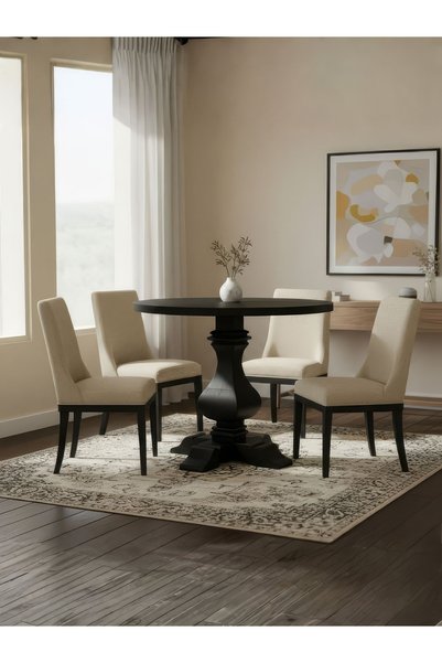 Gazzini Furniture Orleans Fransız Still Yuvarlak Ahşap Yemek Masası 110x110