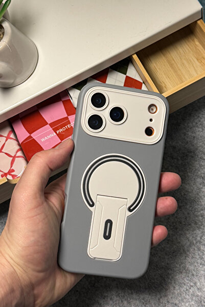 WANNA PROTECT Iphone 17 Pro Max Uyumlu Standlı Magsafe Destekli Kablosuz Sili...