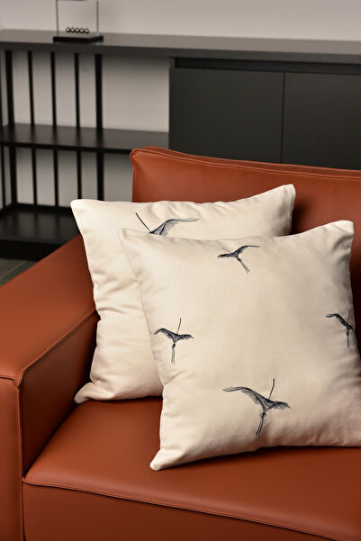 Setekshome Anka Throw Pillow Cover 2 Pieces Ecru