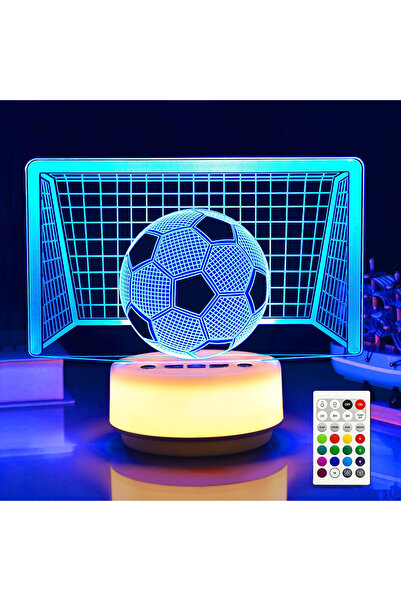 HYODREAM Lumină de noapte 3D cu tematică de fotbal, 14 culori, 5 niveluri de ...