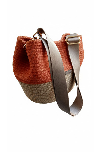 ida çanta aksesuar Kiremit /Hasır Ayarlanabilir saplı kadın çapraz çanta